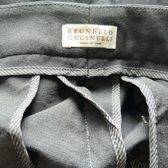 BRUNELLO CUCINELLI  Trouser Ankle Pant Navy Blue Embellished Stripe Pockets Sz 4 - Picture 8 of 13